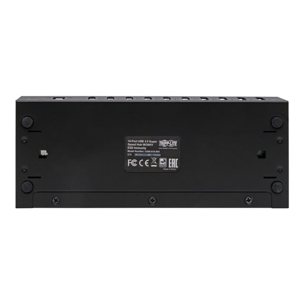 10-Port Industrial-Grade USB 3.0 SuperSpeed Hub 20 kV ESD Immunity Metal Housing Mountable