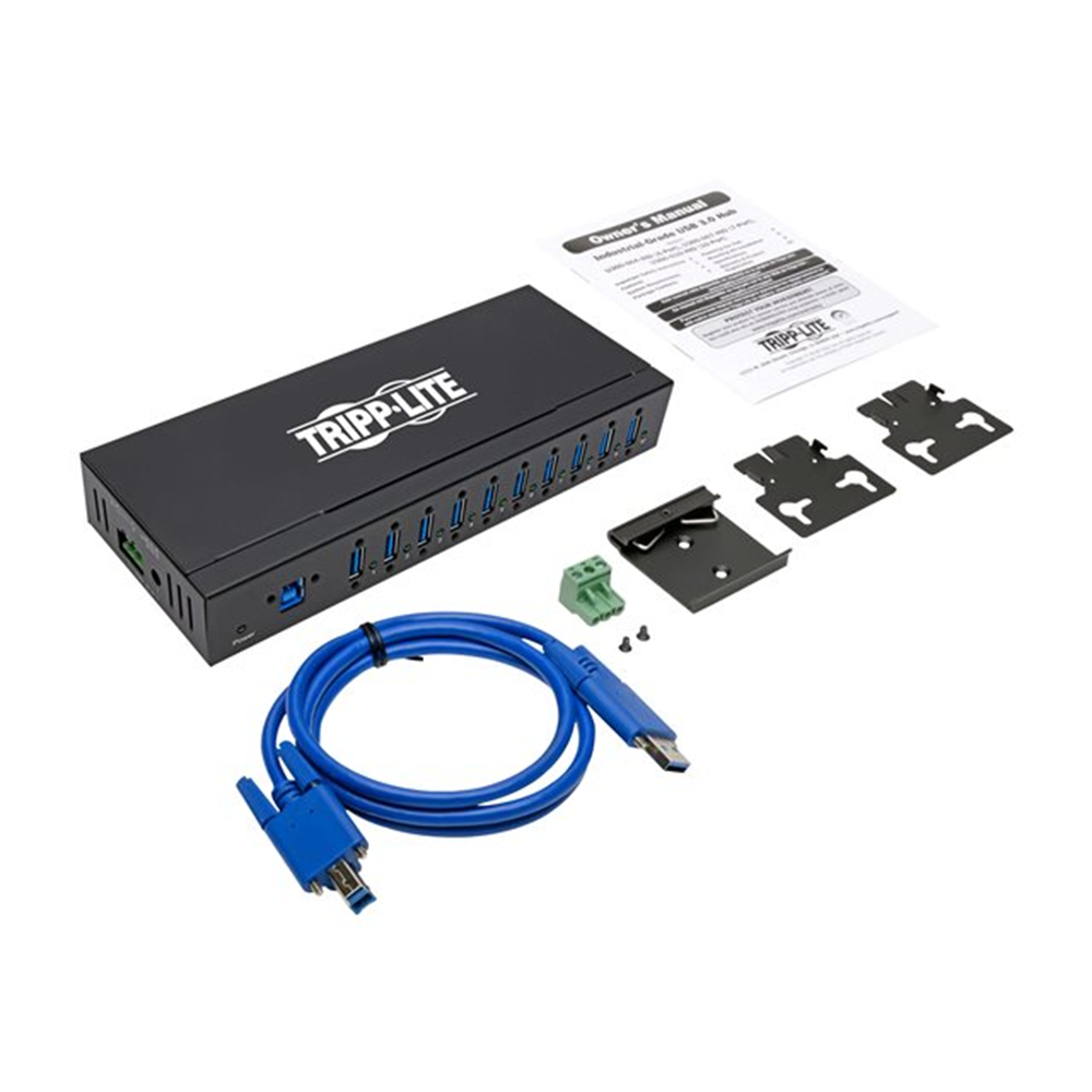 10-Port Industrial-Grade USB 3.0 SuperSpeed Hub 20 kV ESD Immunity Metal Housing Mountable