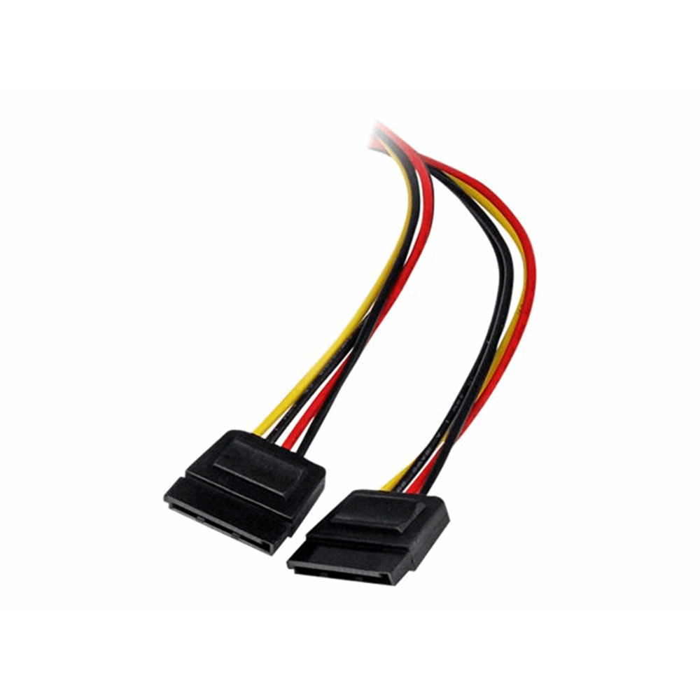 12" LP4 to 2x SATA Power Y Cable Adapter