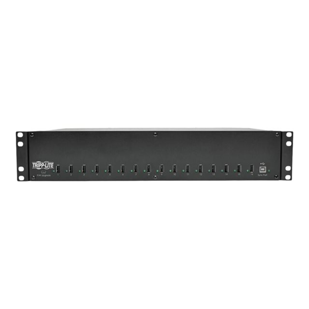 16-Port USB Charging Station with Syncing 230V 5V 40A 200W USB Charger Output 2U Rack-Mount