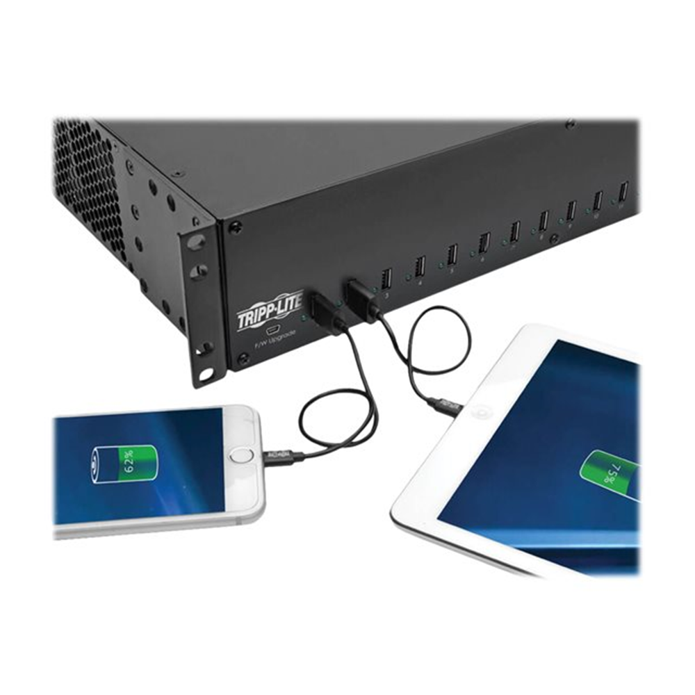 16-Port USB Charging Station with Syncing 230V 5V 40A 200W USB Charger Output 2U Rack-Mount