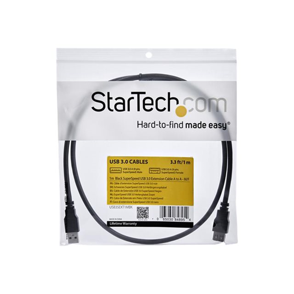 1m Black USB 3.0 Extension Cable M/F