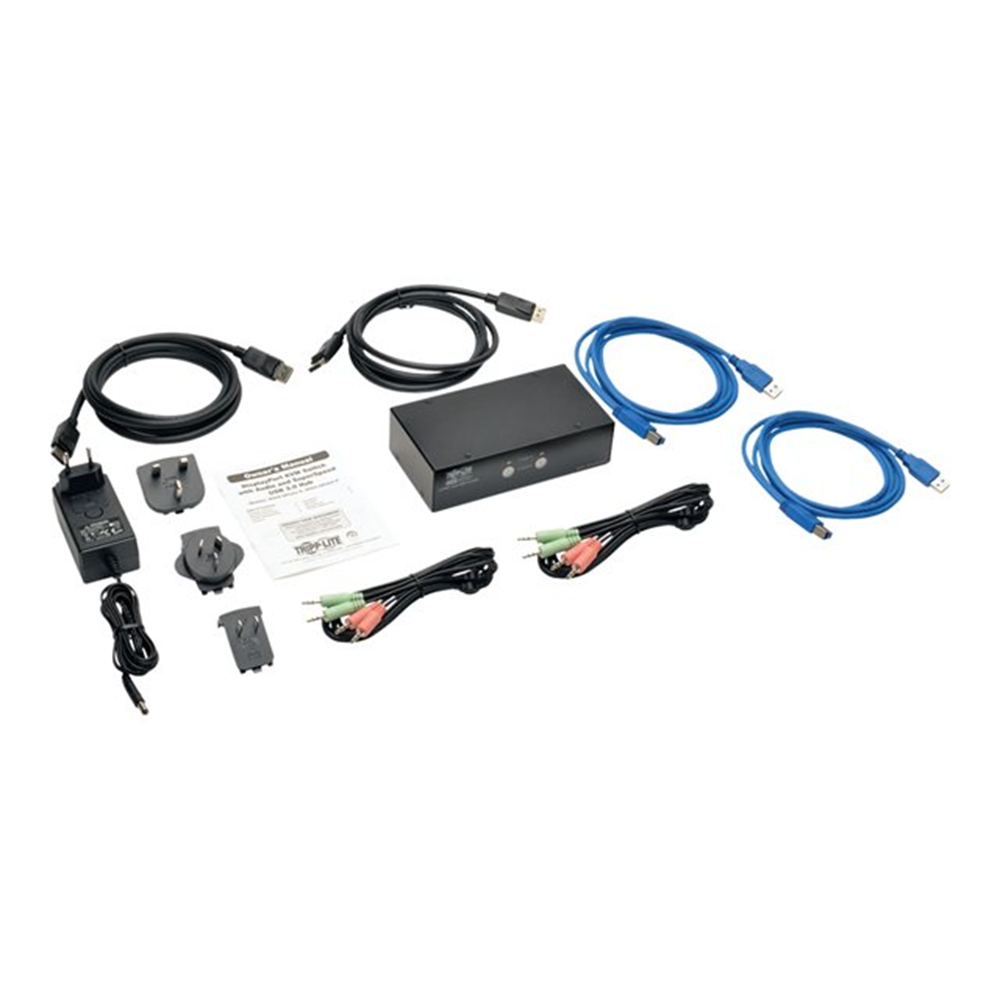 2-Port DisplayPort KVM Switch with Audio Cables and USB 3.0 SuperSpeed Hub