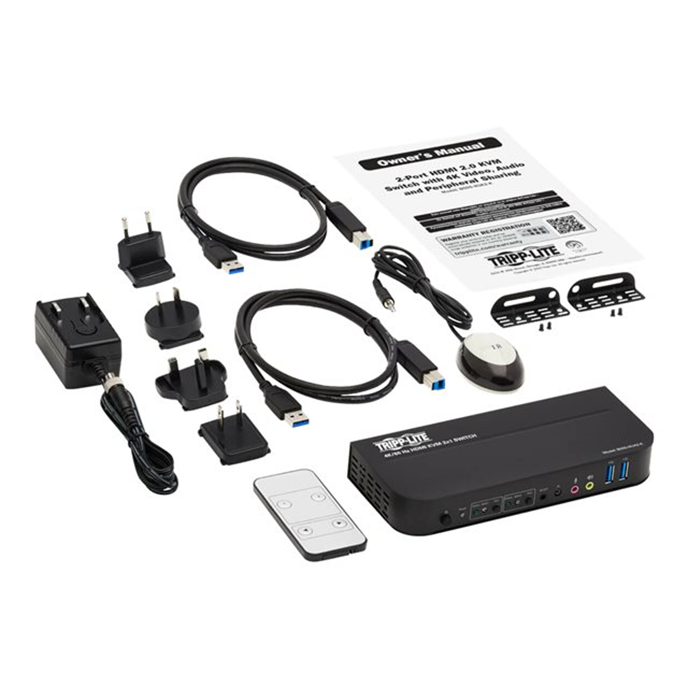 2-Port HDMI USB KVM Switch 4K 60 Hz HDRHDCP 2.2 IR USB Sharing USB 3.0 Cables