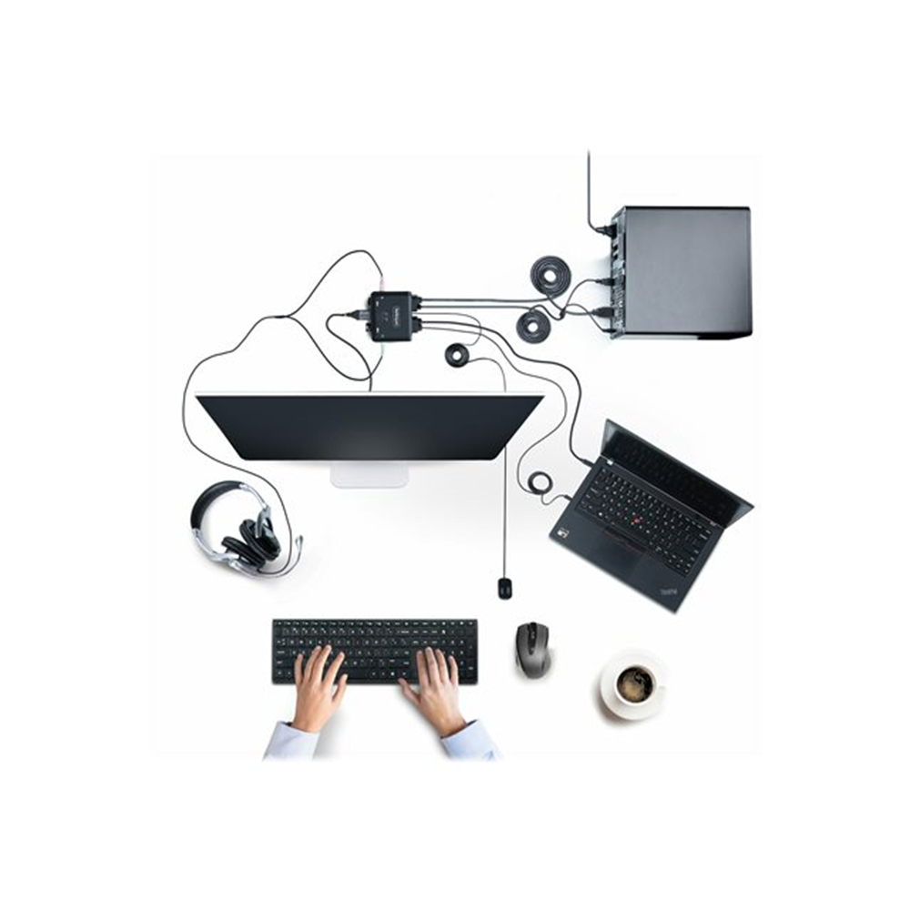 2-Port Hybrid Cable KVM Switch 4K HDMI