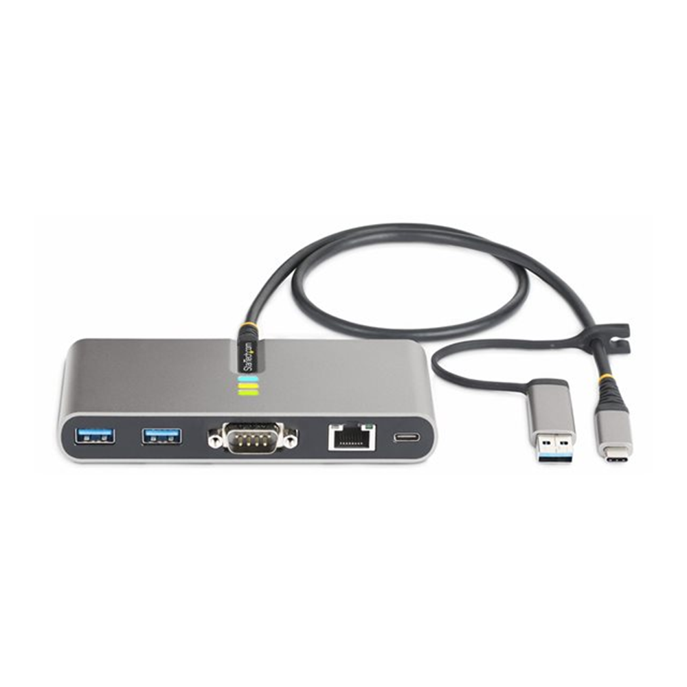 2-Port USB-C/USB-A Hub - GbE and RS232