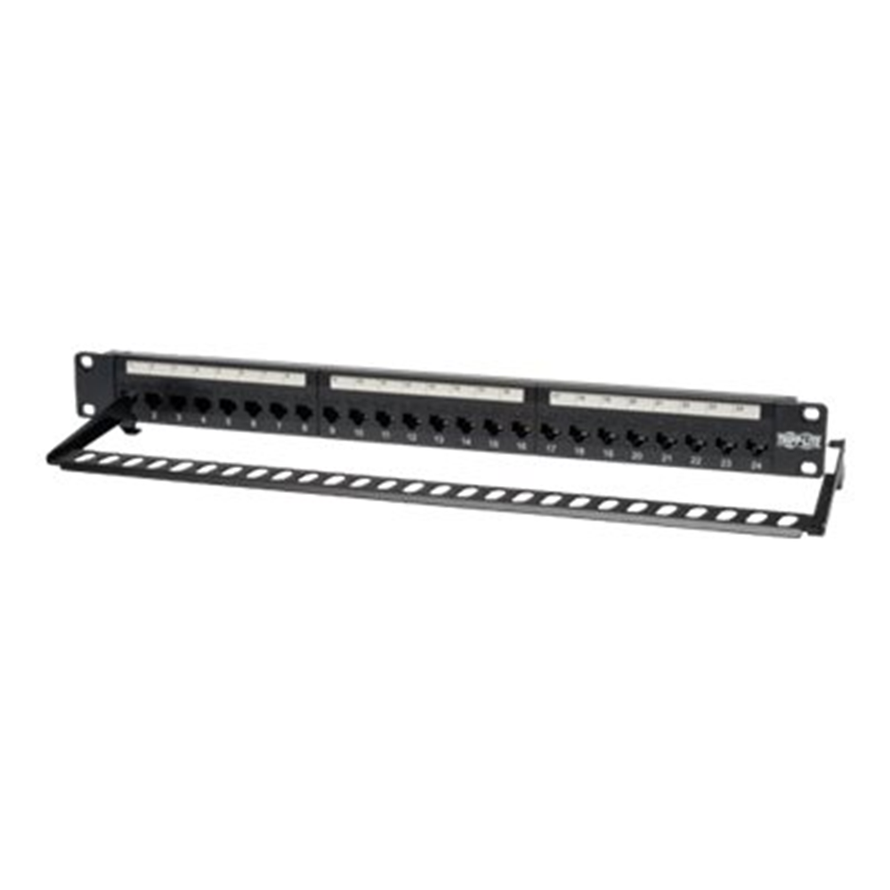 24-Port 1U Rack-Mount Cat6 Cat5 Feedthrough Patch Panel RJ45 Ethernet TAA