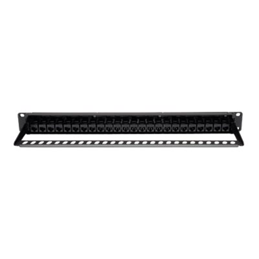 24-Port 1U Rack-Mount Cat6 Cat5 Feedthrough Patch Panel RJ45 Ethernet TAA