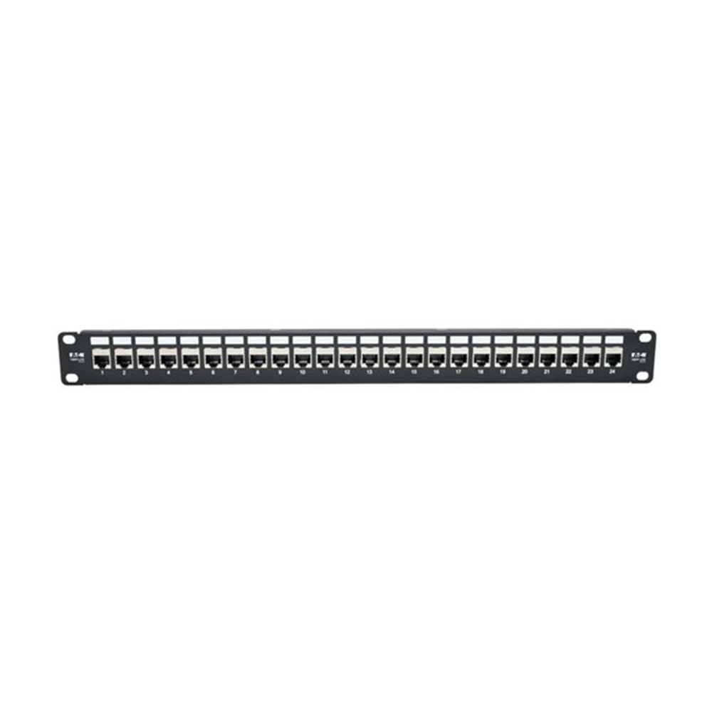 24-Port 1U Rack-Mount STP Shielded Cat6a Feedthrough Patch Panel RJ45 Ethernet TAA