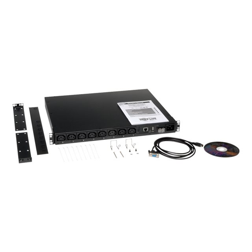 2.5kW Single-Phase 208/230V Switched PDU - LX Platform 8 C13 Outlets C14 Input 2m Cord 1U Rack-Mount TAA