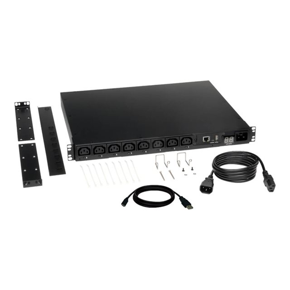 2.5kW Single-Phase 208/230V Switched PDU - LX Platform 8 C13 Outlets C14 Input 2m Cord 1U Rack-Mount TAA