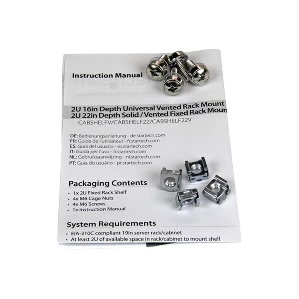 2U 22" Fixed Rack Mount Cantilever Shelf