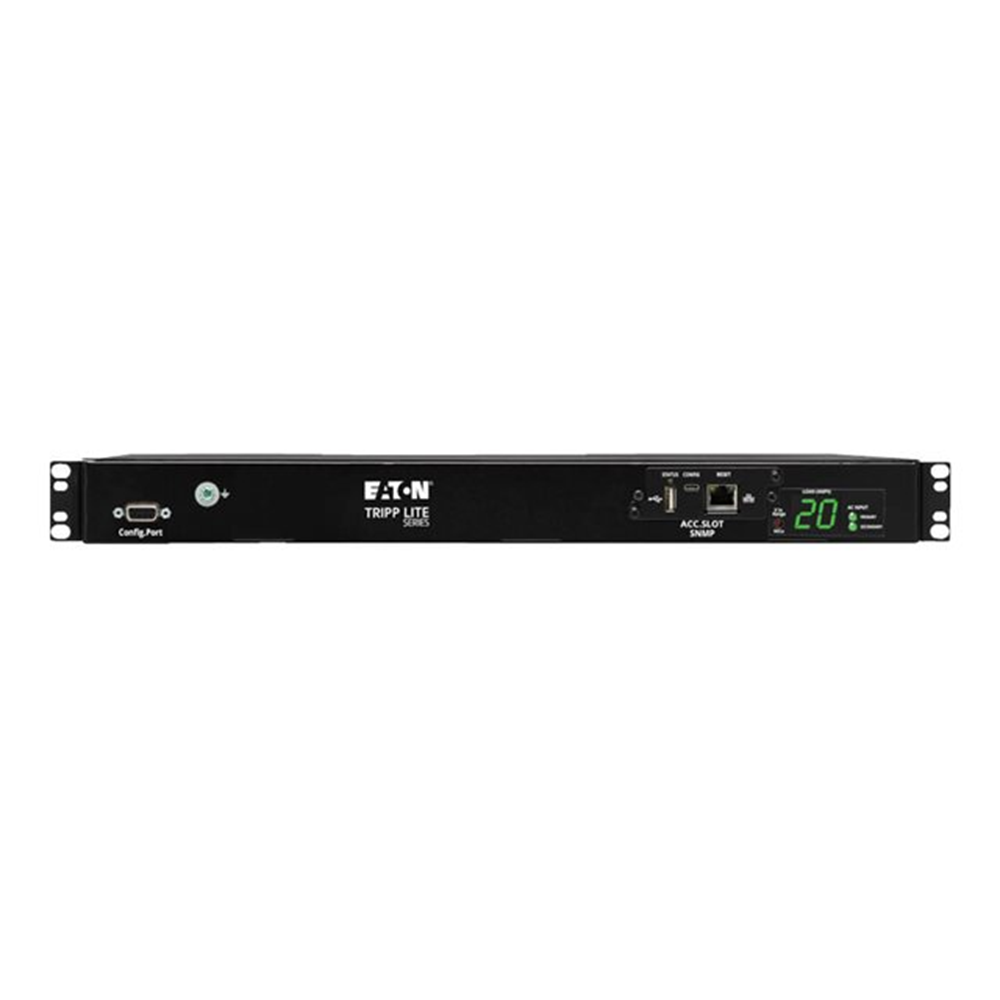 3.8kW Single-Phase Switched Automatic Transfer Switch PDU Two 200-240V C20 Inlets 8 C13 & 2 C19 Outputs 1U TAA