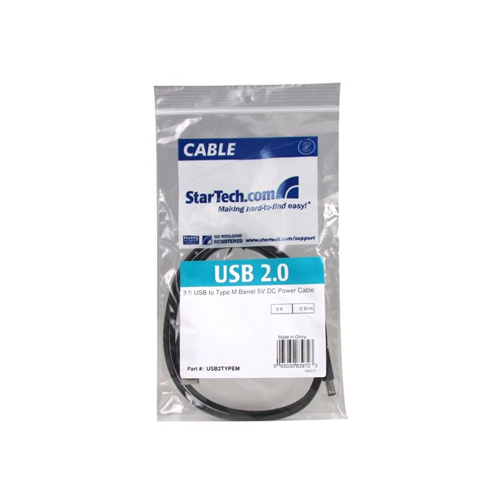 3ft USB to Type M Barrel DC Power Cable