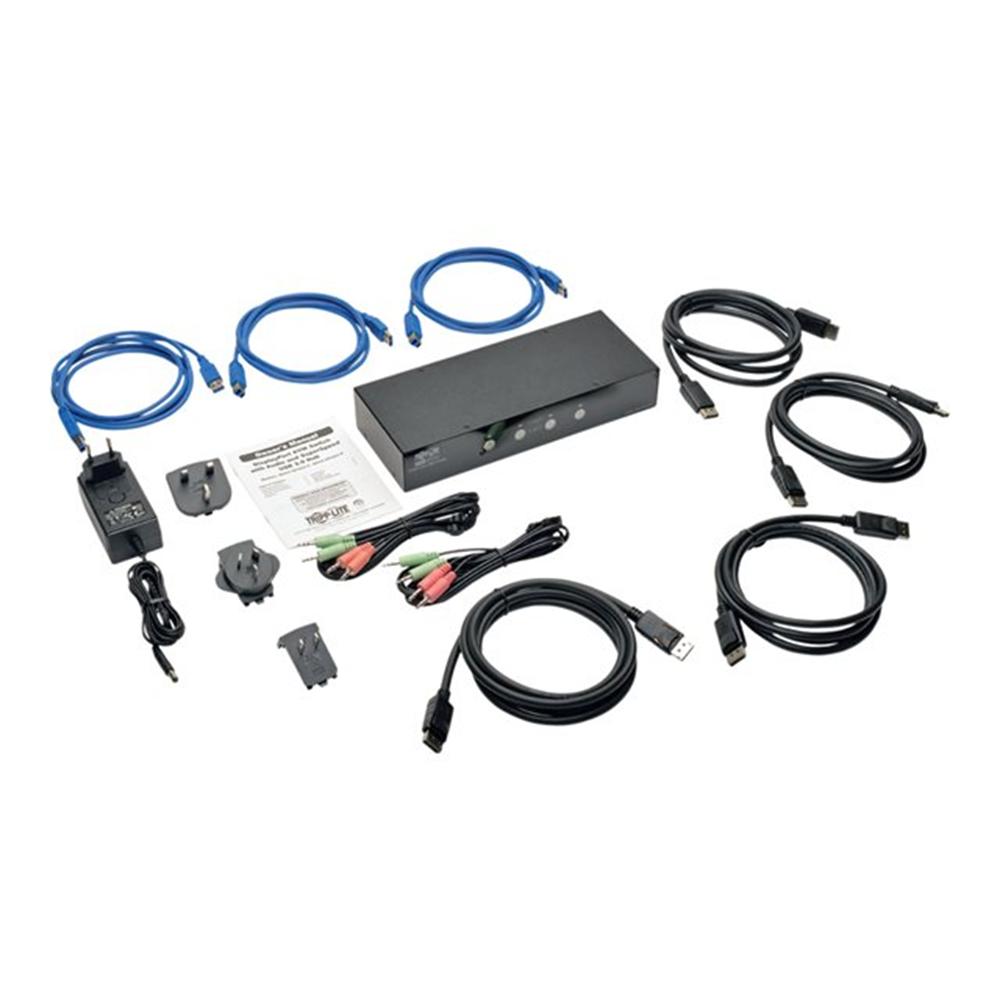 4-Port DisplayPort KVM Switch with Audio Cables and USB 3.0 SuperSpeed Hub