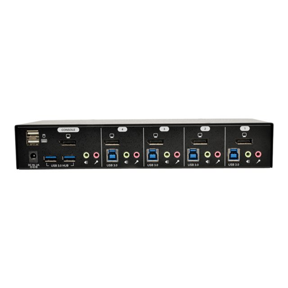 4-Port DisplayPort KVM Switch with Audio Cables and USB 3.0 SuperSpeed Hub