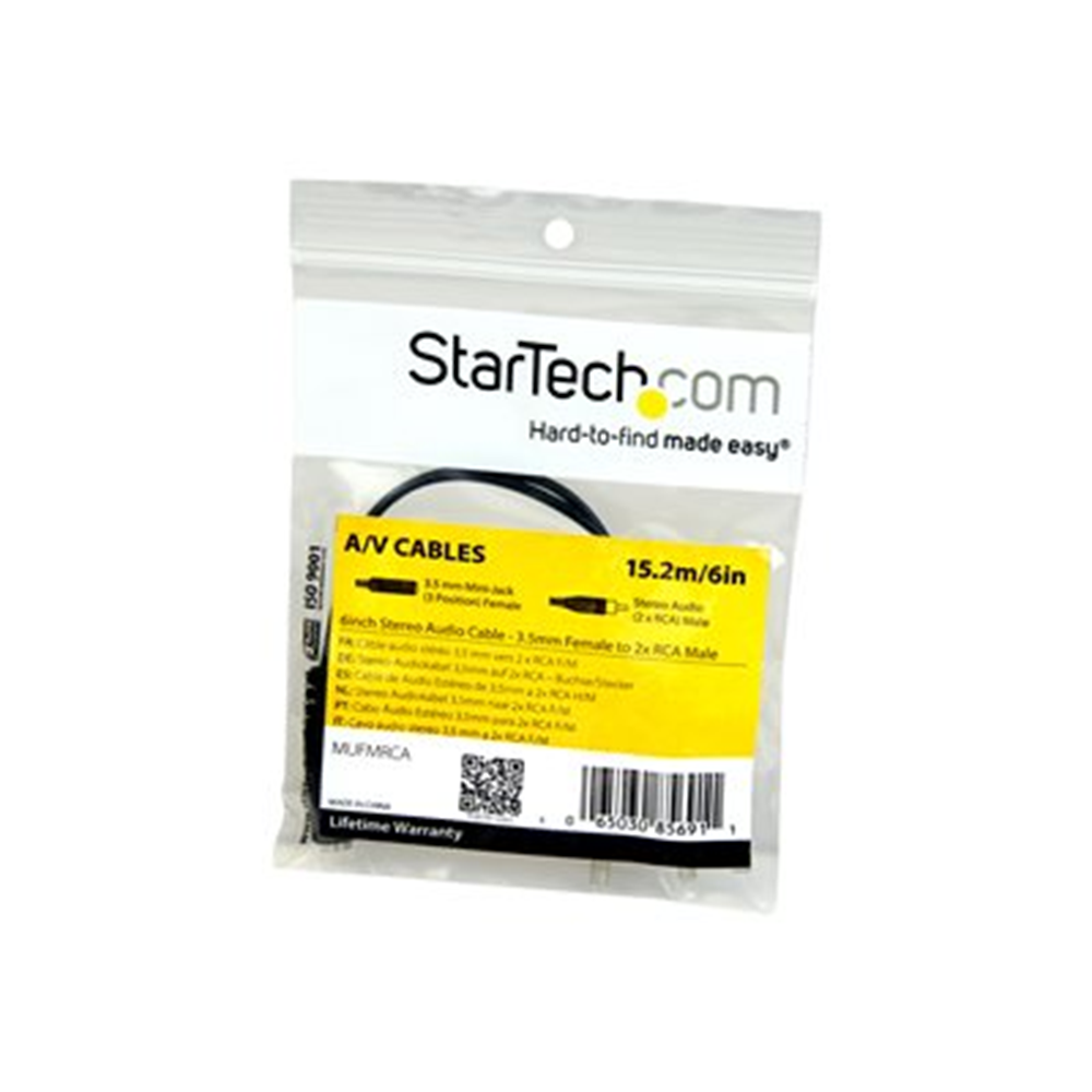 6in Stereo 3.5mm M to 2x RCA F Cable