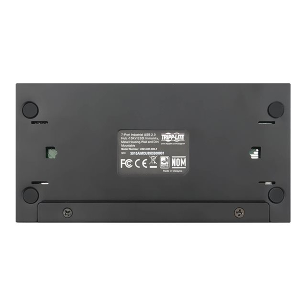 7-Port Industrial-Grade USB 2.0 Hub 15 kV ESD Immunity Metal Housing Mountable