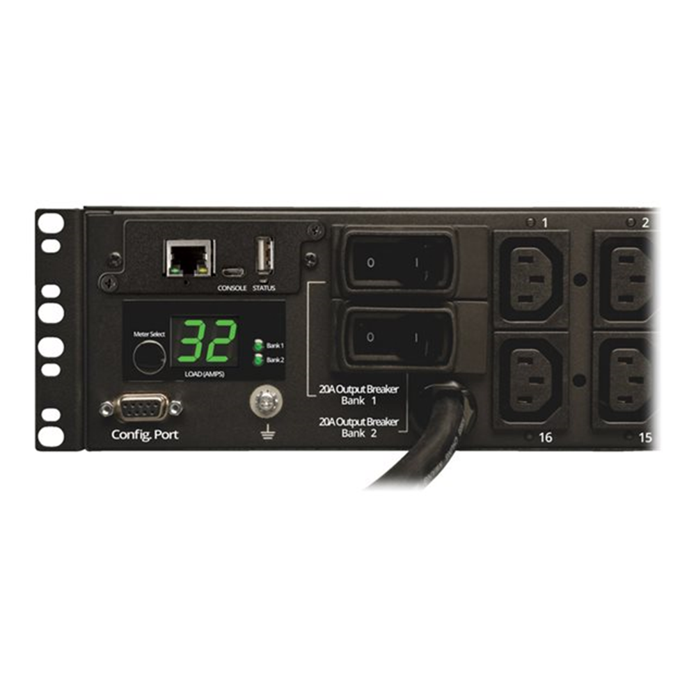 7.4kW Single-Phase Switched PDU LX Interface 230V Outlets (16-C13) IEC-309 Blue230V 32A 3.6m Cord 2U Rack-Mount TAA