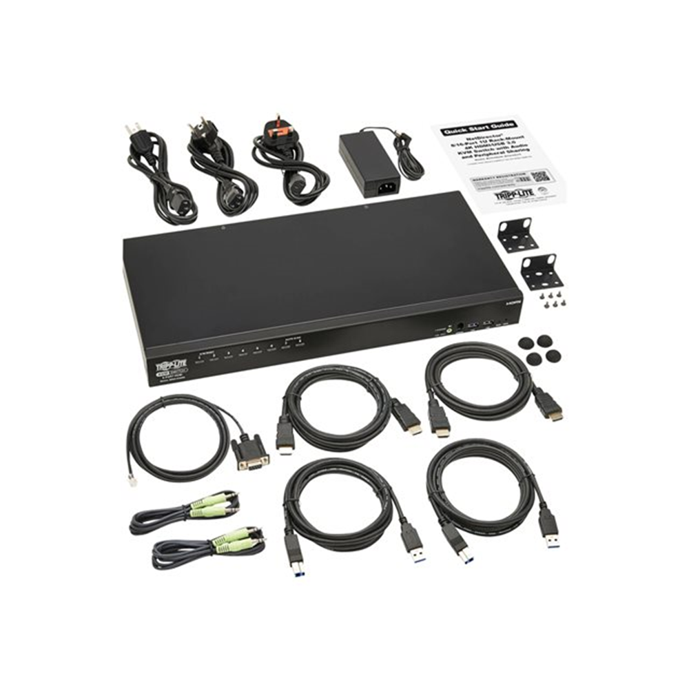 8-Port 4K HDMI/USB KVM Switch - 4K 60 Hz Video/Audio USB Peripheral Sharing 1U Rack-Mount