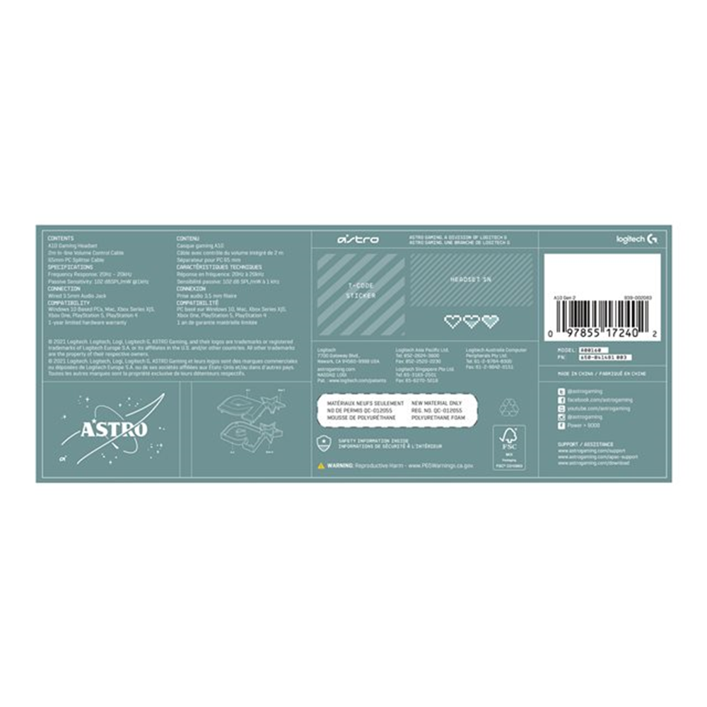 ASTRO A10 WIRED HEADSET Over-Ear/3.5mm -