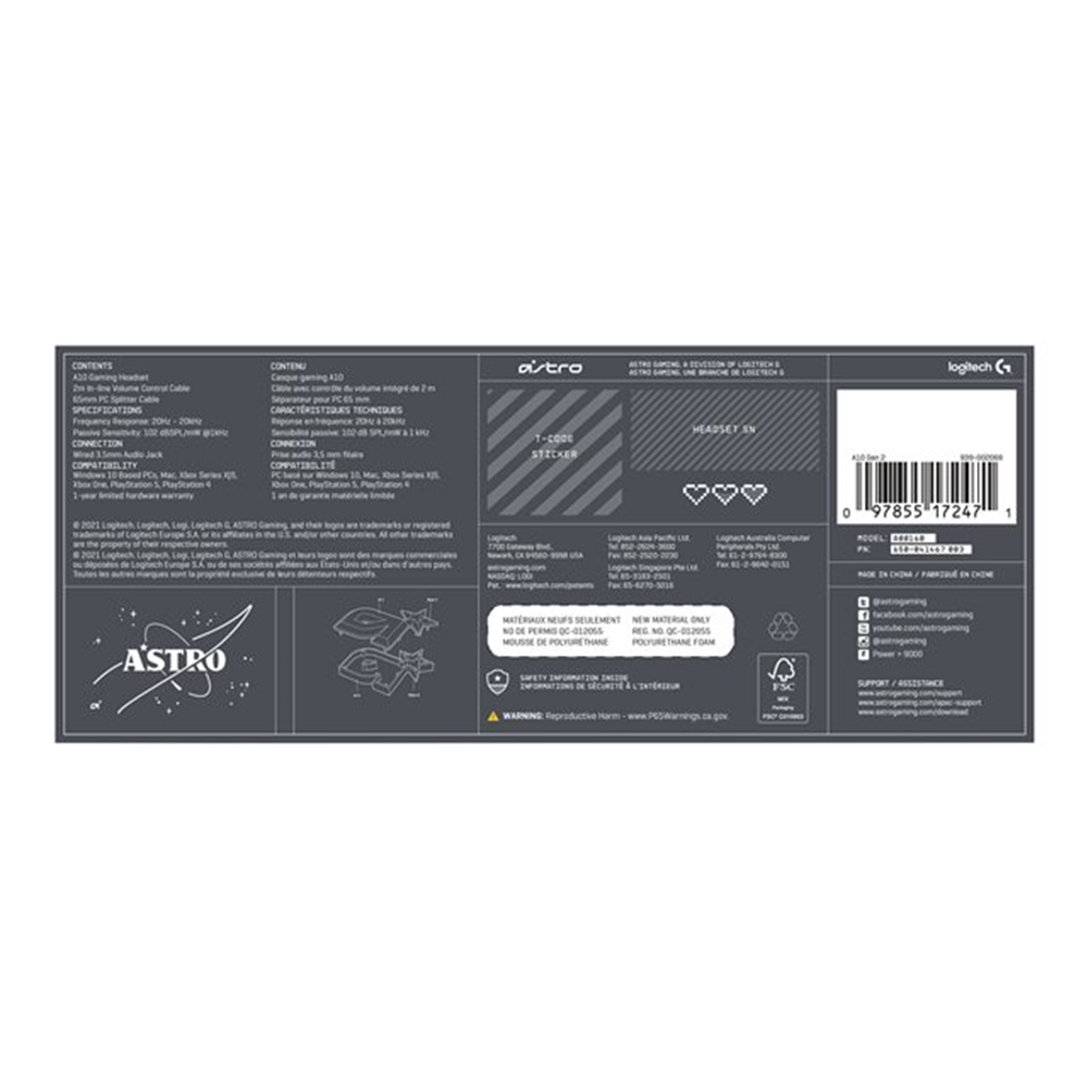 ASTRO A10 WIRED HEADSET Over-Ear/3.5mm -