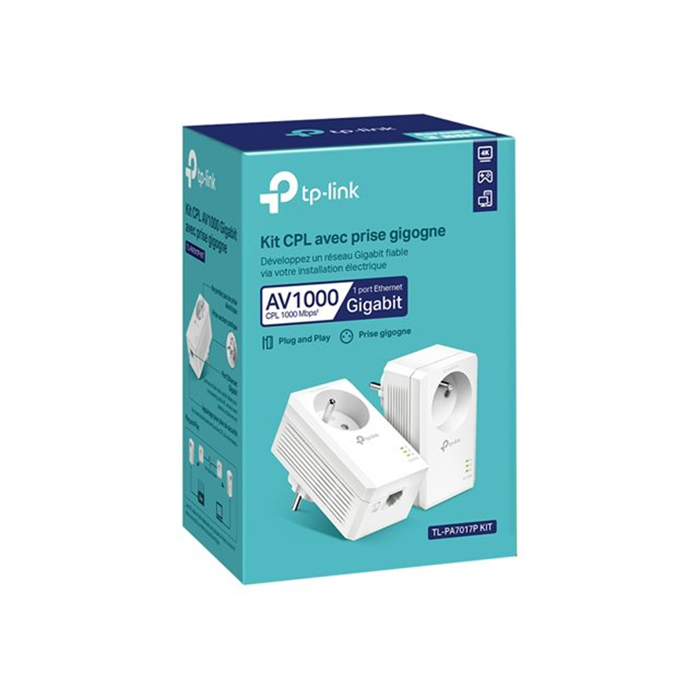 AV1000 Passthrough Powerline KIT . Broadcom  1 Gigabit Port  1000Mbps Powerline HomePlug AV2  New PL
