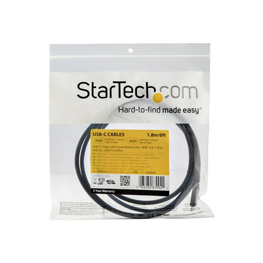 Cable USB-C w/5A PD - USB 3.0 5Gbps 6ft