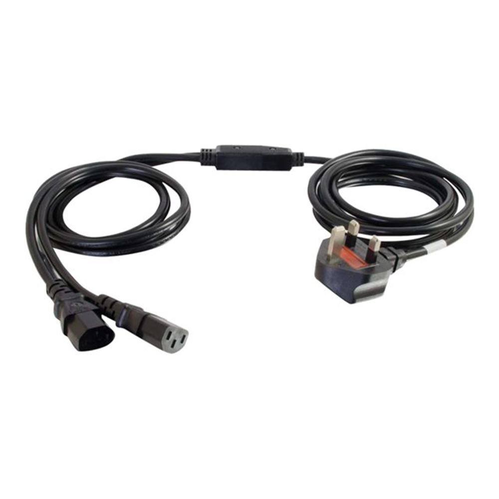 Cbl/3m BS 1363 to 2x C13 Y-Cable