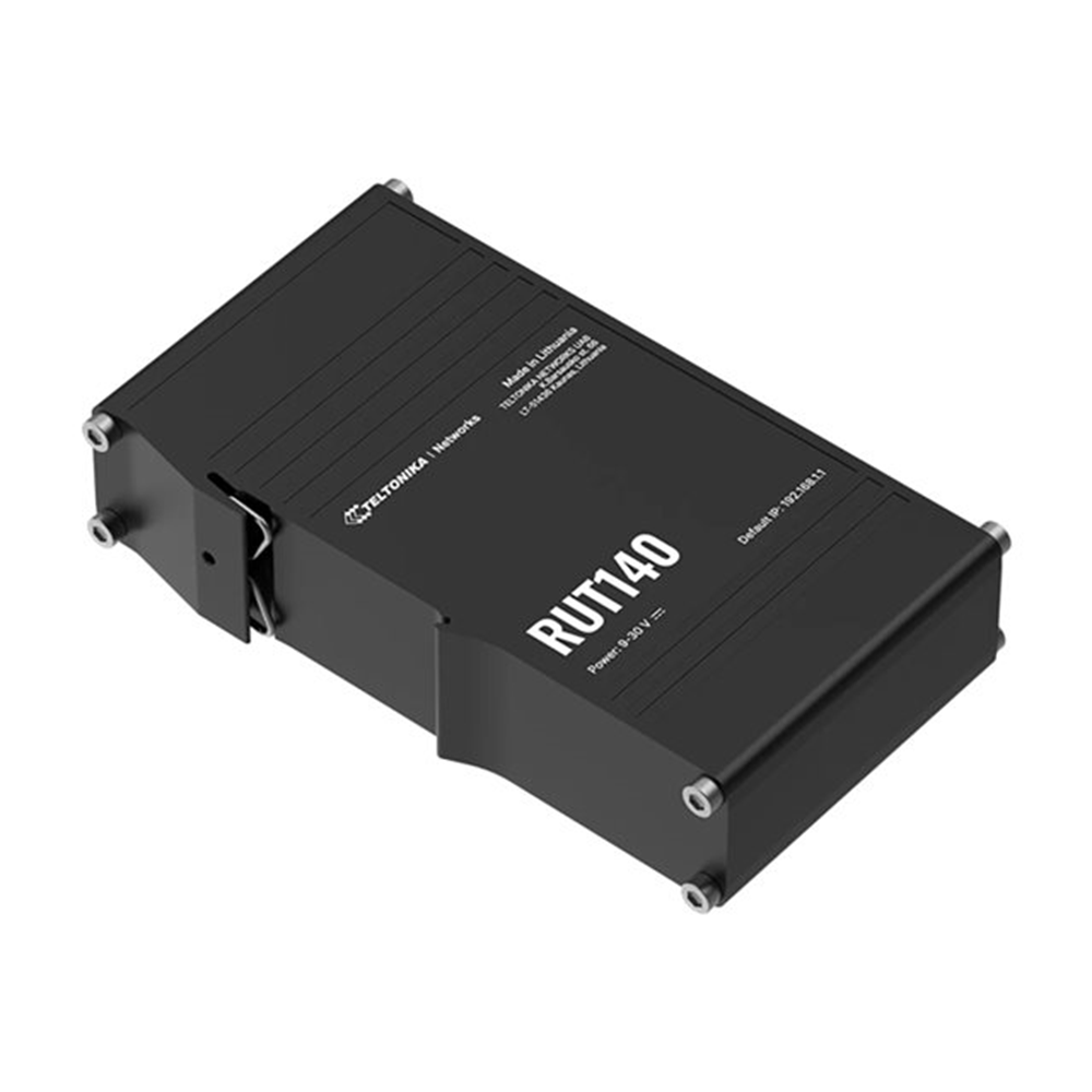 Compact industrial Ethernet router equipped with two Ethernet ports DIN rail bracket and an industrial 3-pin connector. Compact industrial Ethernet router equipped with two Ethernet ports DIN rail bracket and an industrial 3-pin connector.