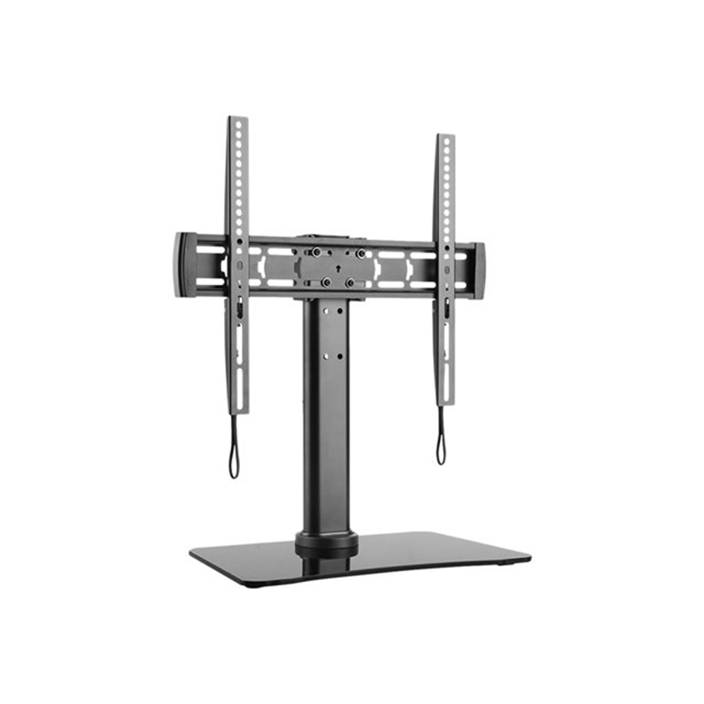 Desk Stand: (32~65) VESA (150x50 ~ 400x400) max 40 kg Swivel: 90 Tilt: -10~5 Height Adjustment 130 mm Aluminum / Glass base