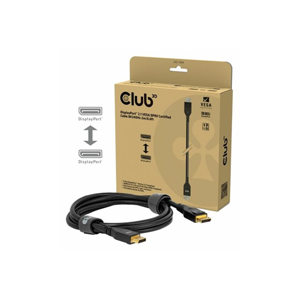 DisplayPort 2.1 VESA DP80 Certified Cable 8K240Hz 2m/6.6ft DisplayPort 2.1 VESA DP80 Certified Cable 8K240Hz 2m/6.6ft