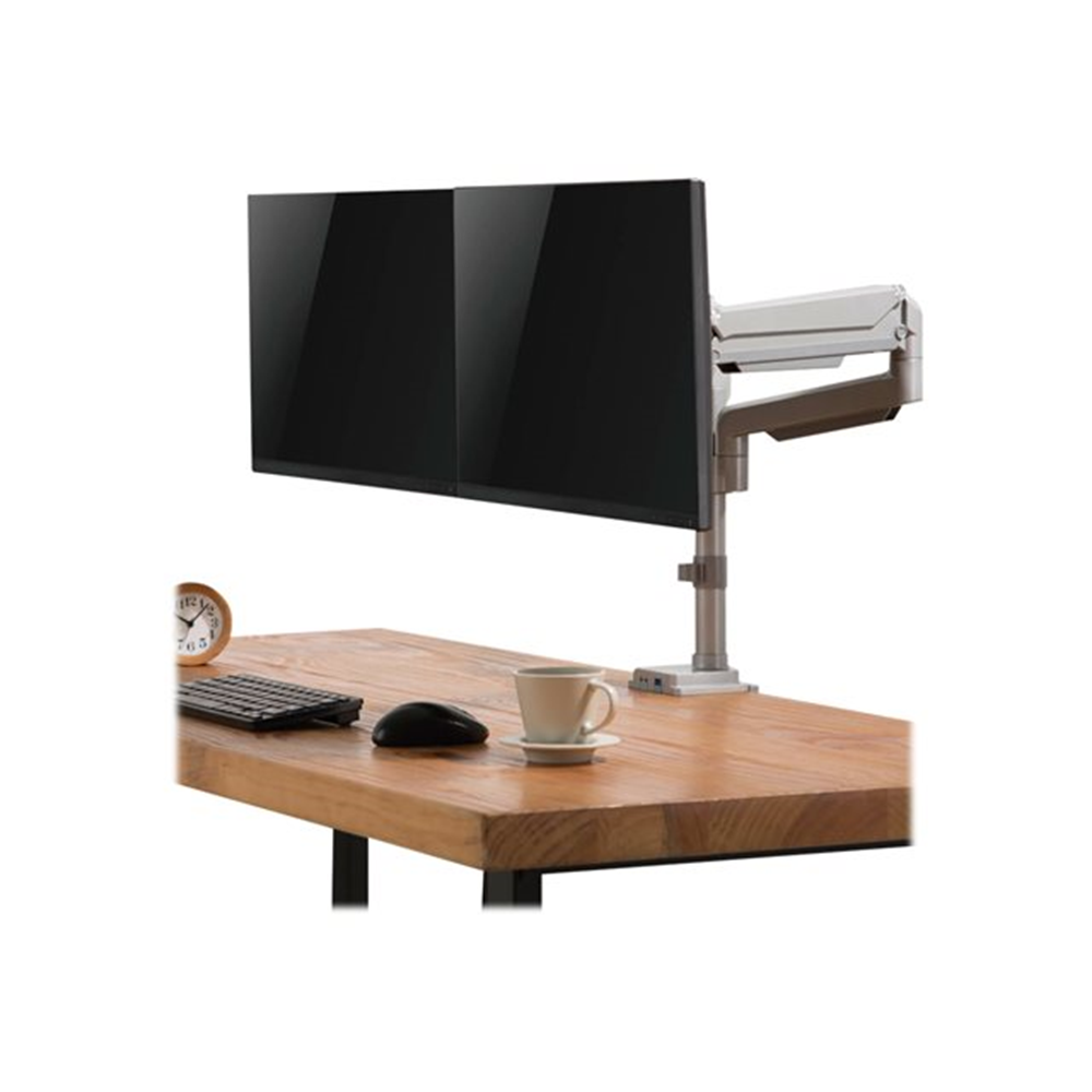 Dual-Display Flex-Arm Mount for 13 to 34 Monitors Clamp or Grommet USB Audio Ports