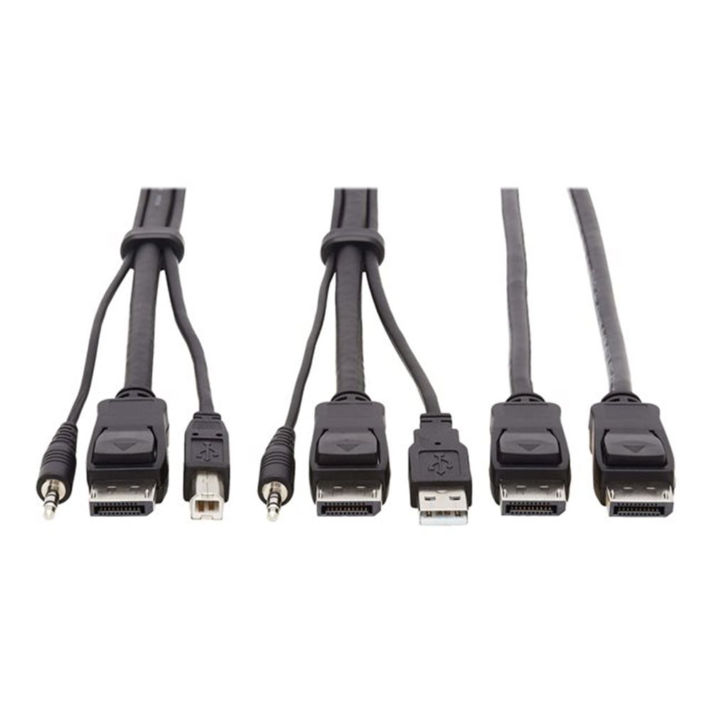 Dual DisplayPort KVM Cable Kit - DP USB3.5 mm Audio (3xM/3xM) + DP (M/M) 4K 4:4:4 6 ft. (1.83 m) Black