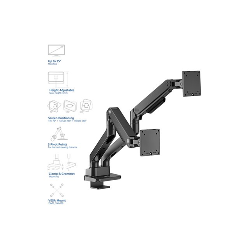 Dual monitor arm office premium with gas spring