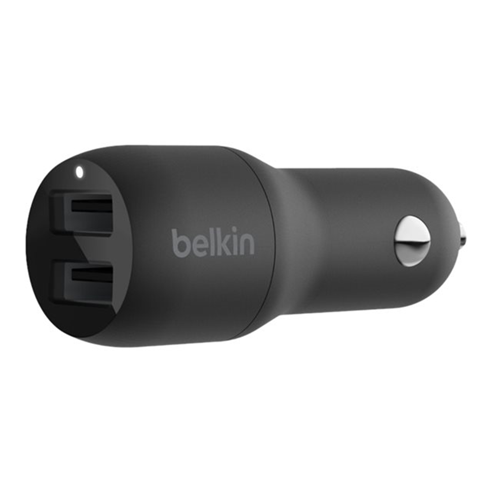 DUAL USB-A CAR CHARGER 12W X2 BLK
