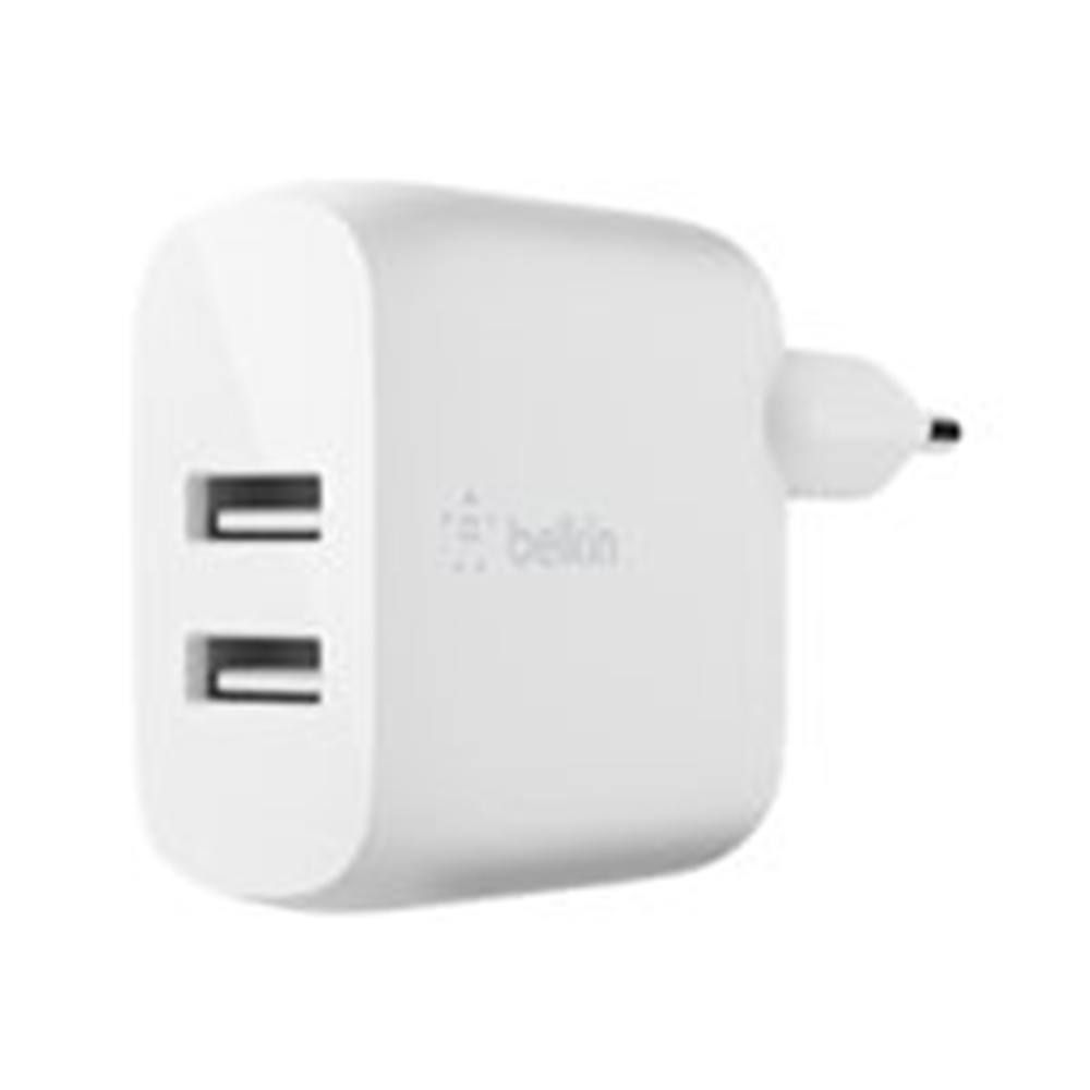 Dual USB-A Wall Charger w/1M PVC A-C 24W