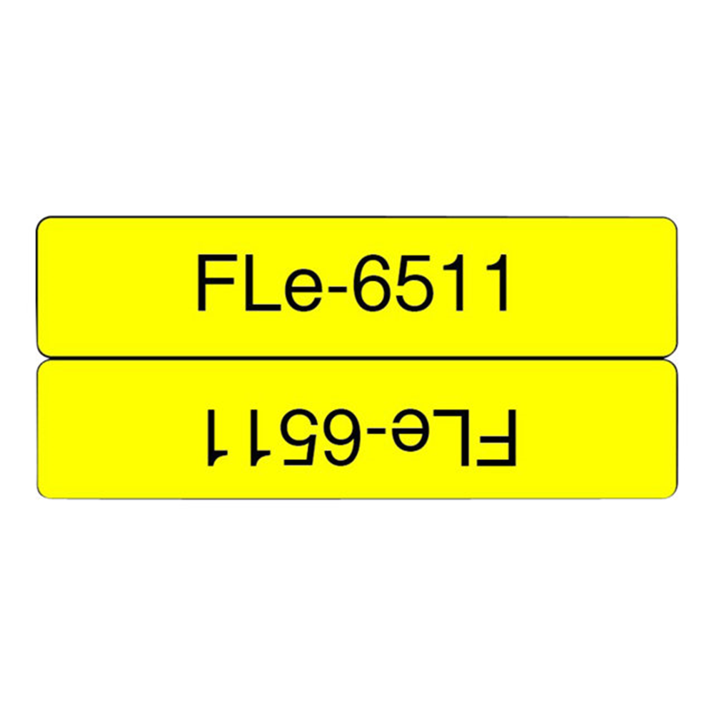 FLE6511 21MMX45MM BLCK ON YELL FLAG TAPE