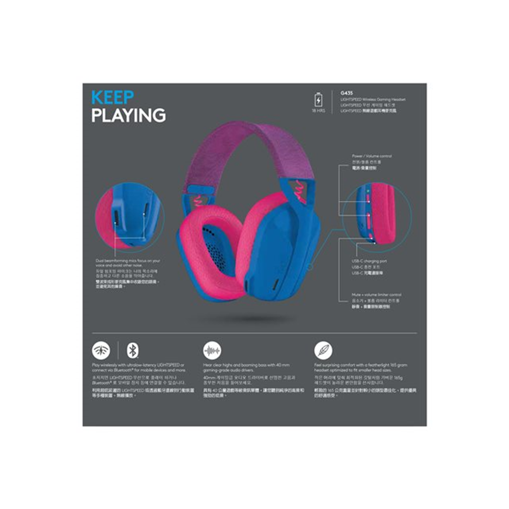 G435 LIGHTSPEED WRLS G Headset BLUE -
