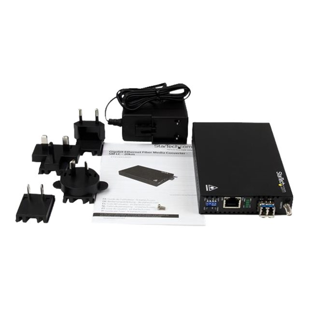 GbE Fiber Media Converter - SM LC 20 km