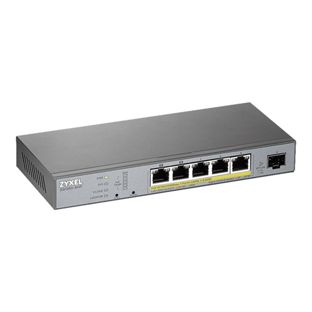 GS1350-6HP - 6 Port managed CCTV PoE switch - long range - 60W - 802.3BT