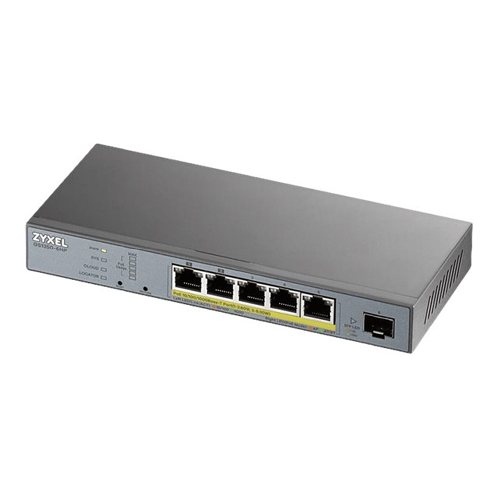 GS1350-6HP - 6 Port managed CCTV PoE switch - long range - 60W - 802.3BT