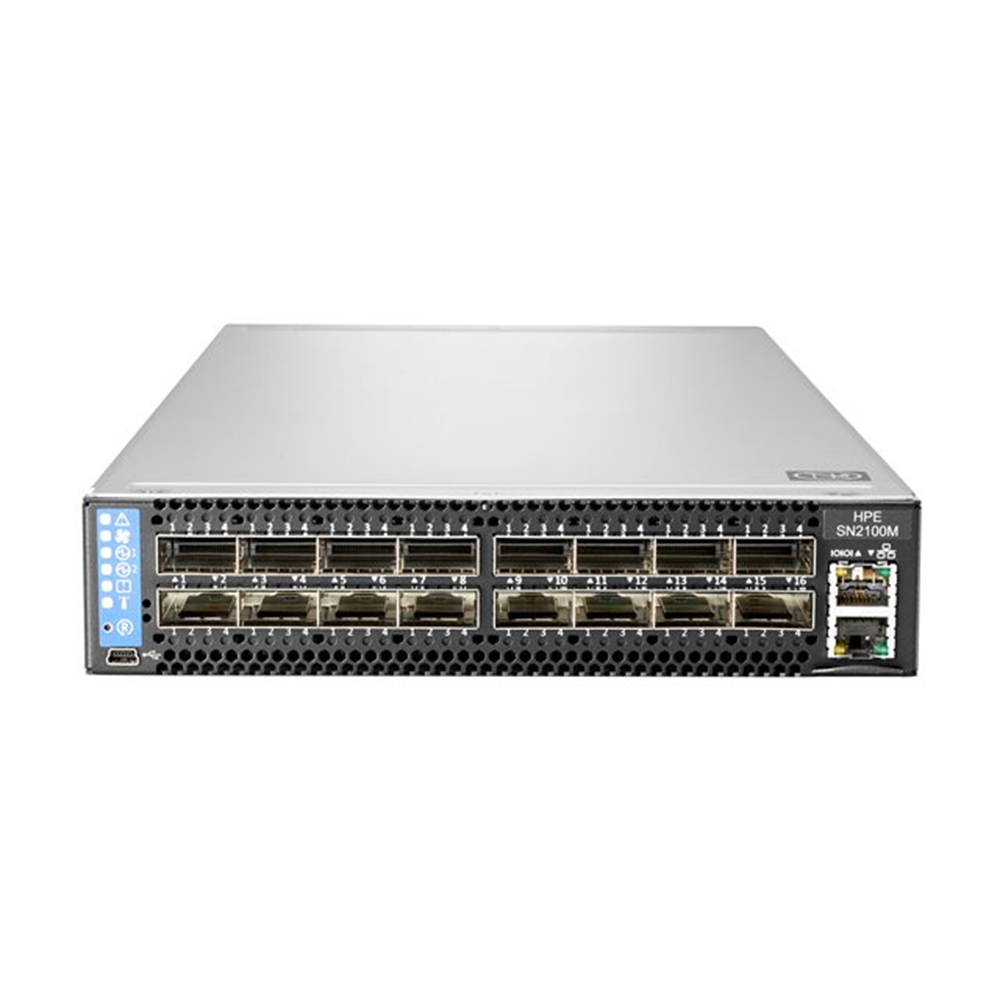HPE 100GbE 16QSFP28 Power to Connector Airflow Half Width Switch SN2100M with NVIDIA Cumulus
