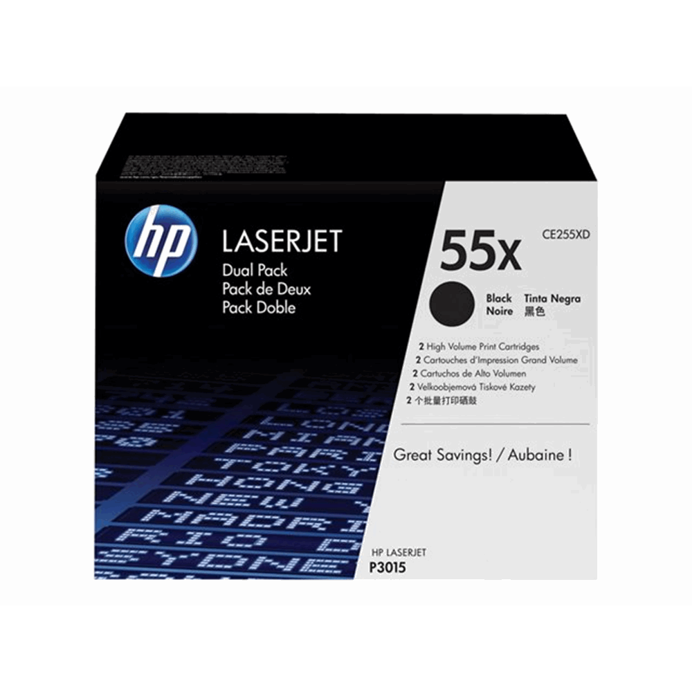 LaserJet CE255XD originele toner cartridge zwart high capacity 2-pack