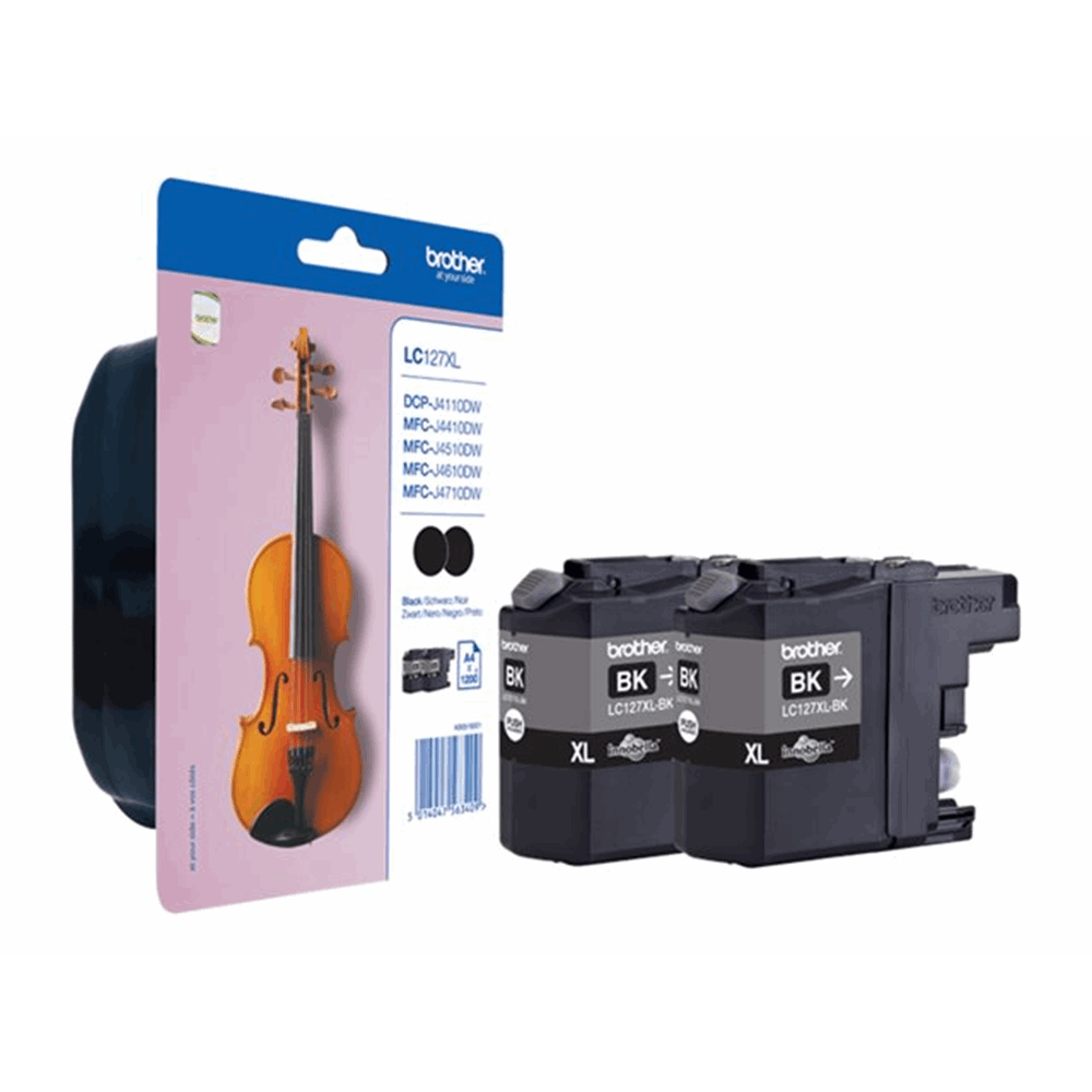 LC-127XL inktcartridge zwart high capacity 2 x 1.200 pagina''s 2-pack blister zonder alarm LC-127XL inktcartridge zwart high capacity 2 x 1.200 pagina''s 2-pack blister zonder alarm