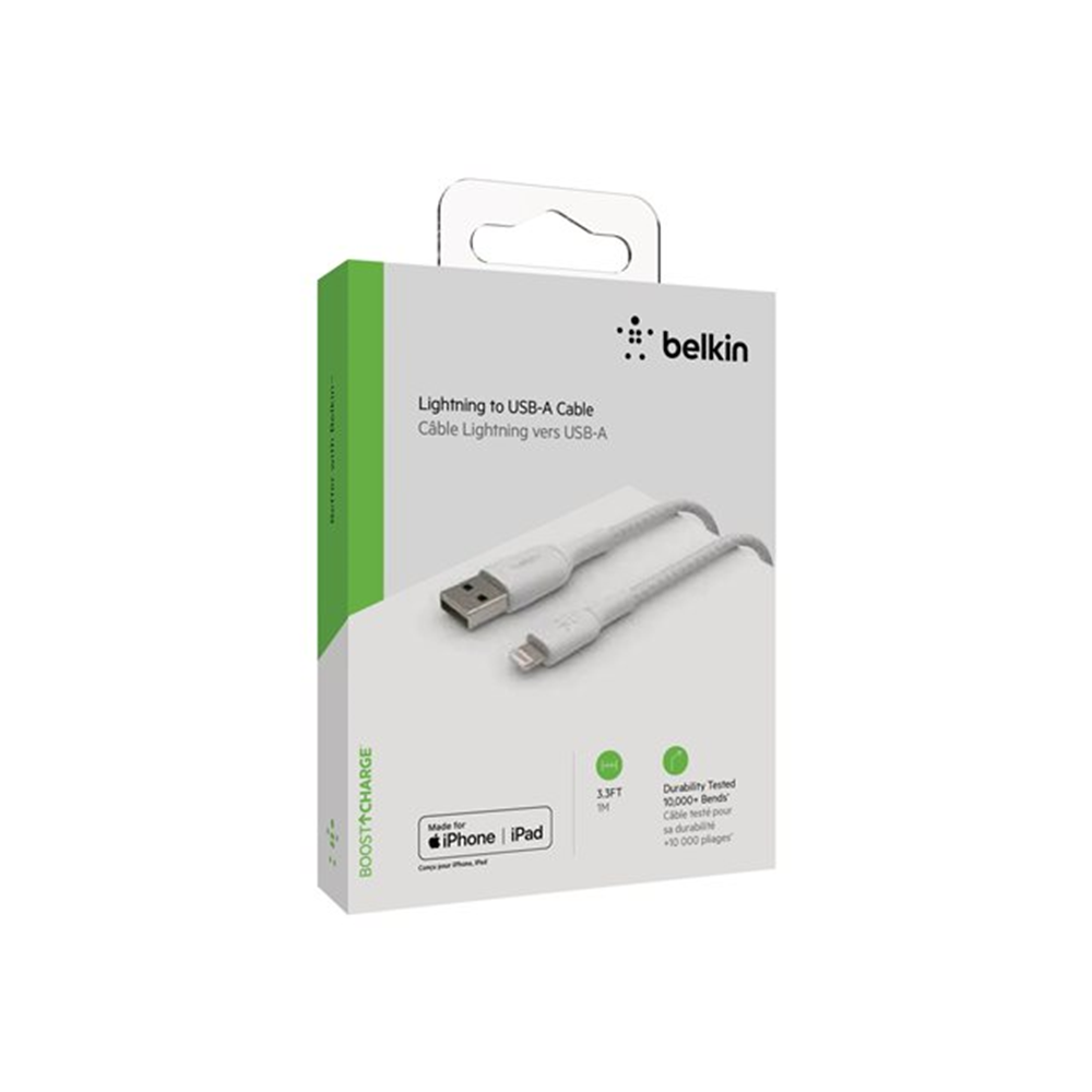 Lightning to USB-A Cable Braided 1M Whit