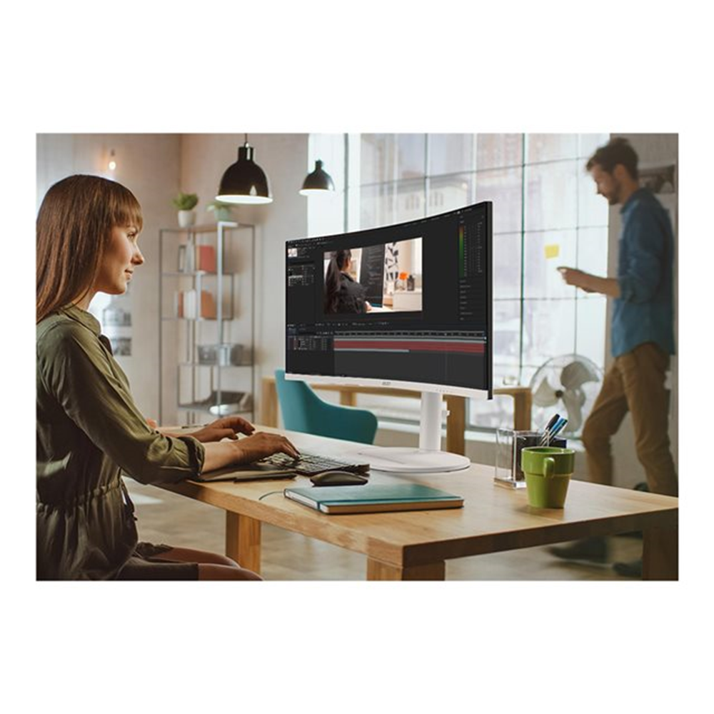 Modern MD342CQPW White 34i VA Non-touch 3y Warranty 120Hz 4ms 2xHDMI DPTyepc C(DP) Tilt Swive Height Pivot 3Wx 2 Speaker