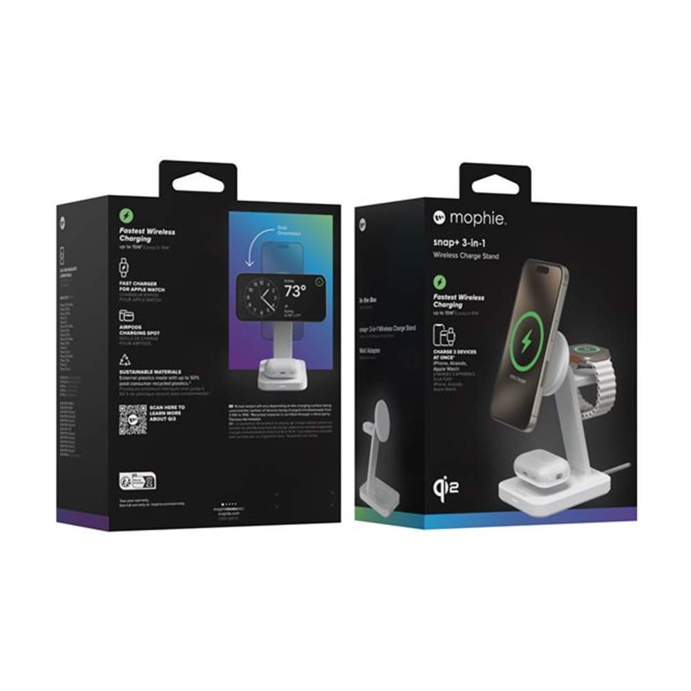 mophie Snap 3in1 Wrl Charge stand Qi2 Wh mophie Snap 3in1 Wrl Charge stand Qi2 Wh