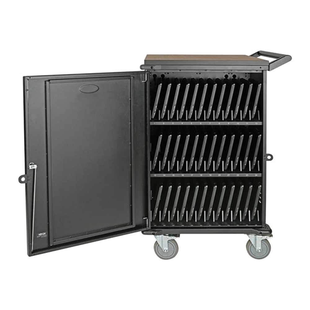 Multi-Device Charging Cart 36 AC Outlets Chromebooks and Laptops 230V Schuko Black