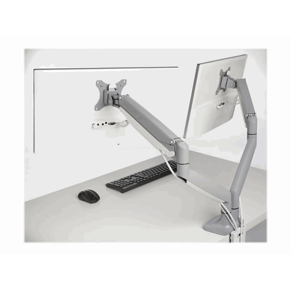 One-touch Height Adjust dual monitor arm